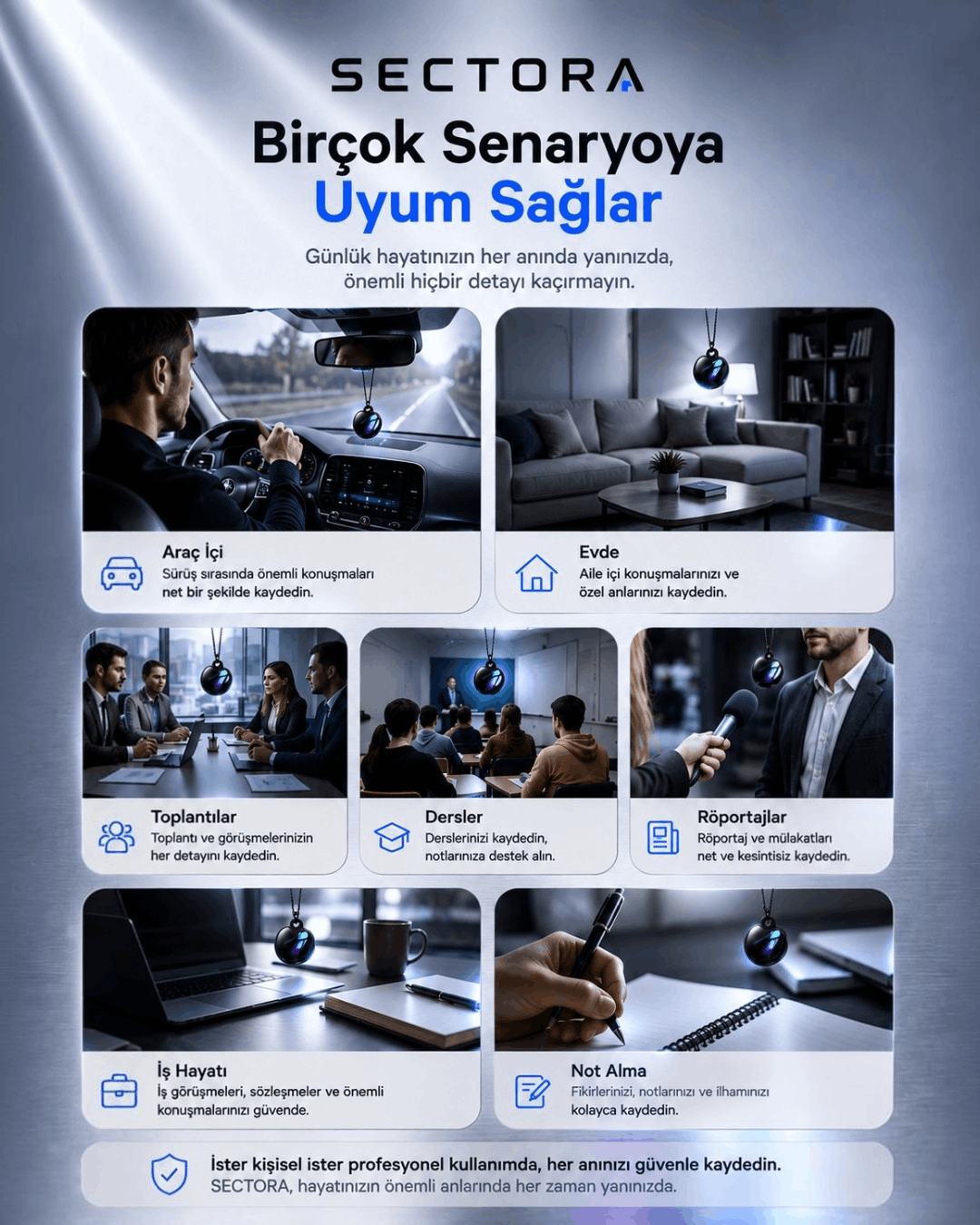 SECTORA™ - Kompakt Ses Kayıt Cihazı
