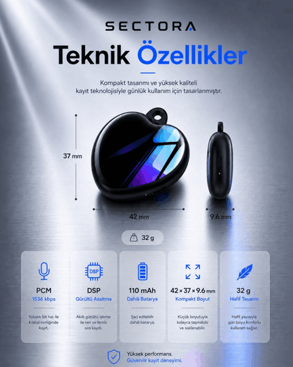 SECTORA™ - Kompakt Ses Kayıt Cihazı